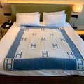 HM Blanket Blue White Wool Cashmere