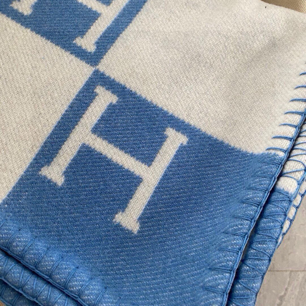HM H Baby Blanket Blue Beige Wool Cashmere 499704