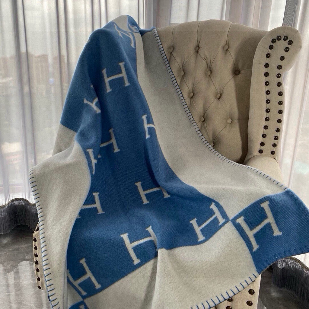 HM H Baby Blanket Blue Beige Wool Cashmere 499704