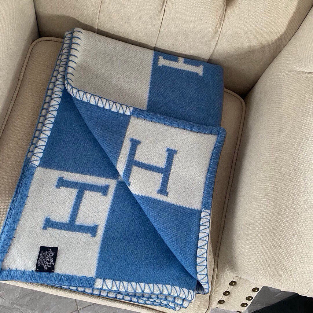 HM H Baby Blanket Blue Beige Wool Cashmere 499704