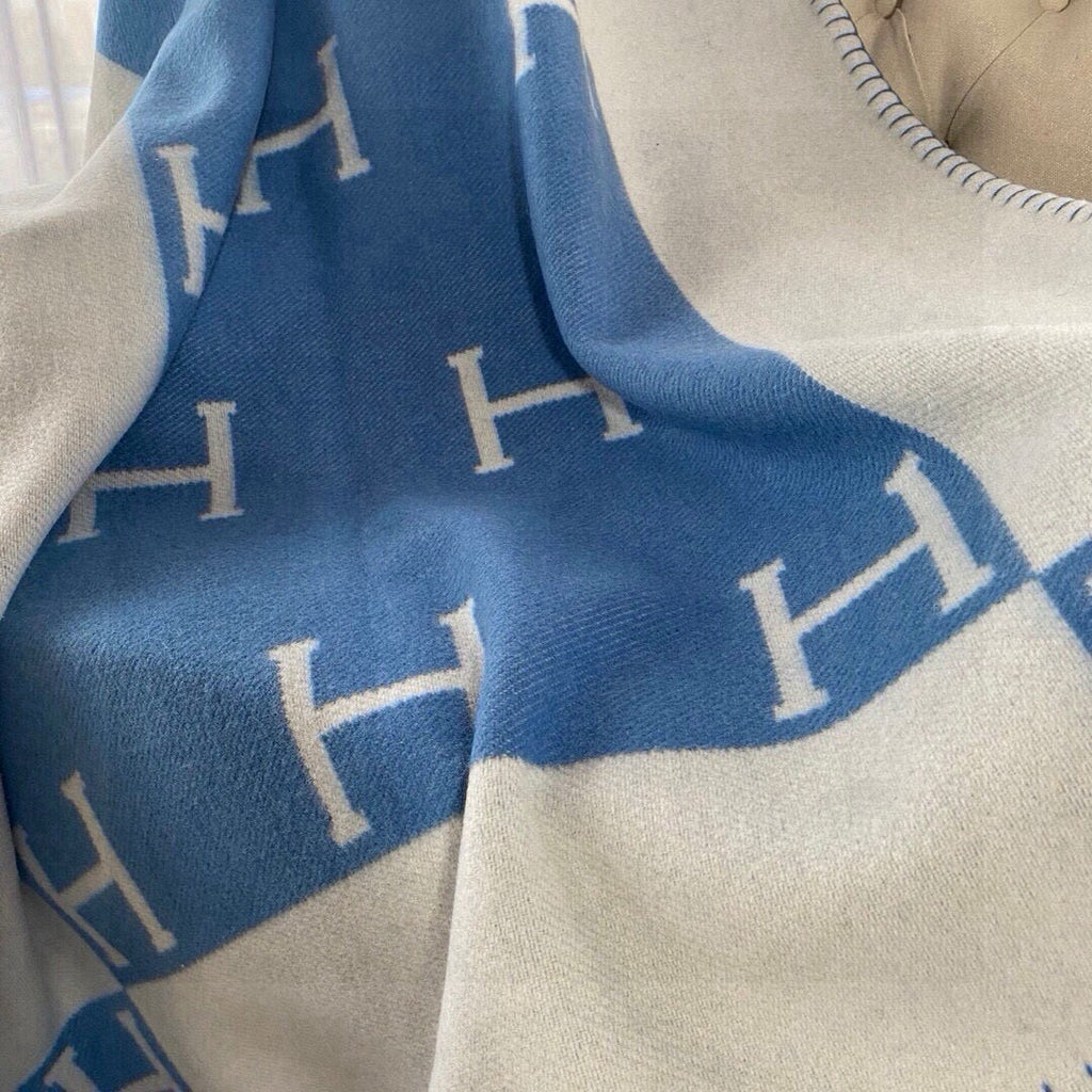 HM H Baby Blanket Blue Beige Wool Cashmere 499704