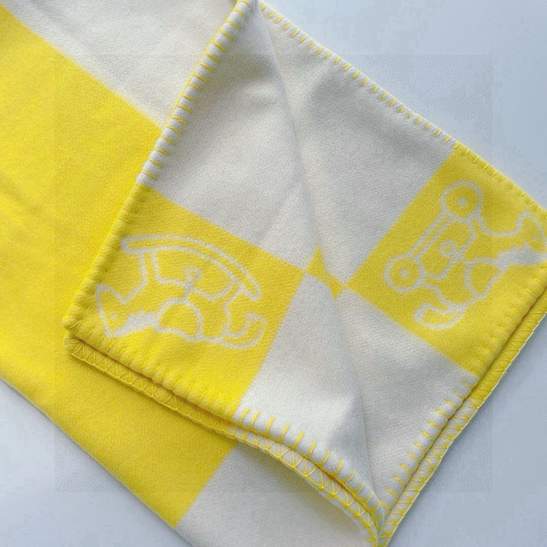 HM Baby Blanket Grey Yellow Wool Cashmere