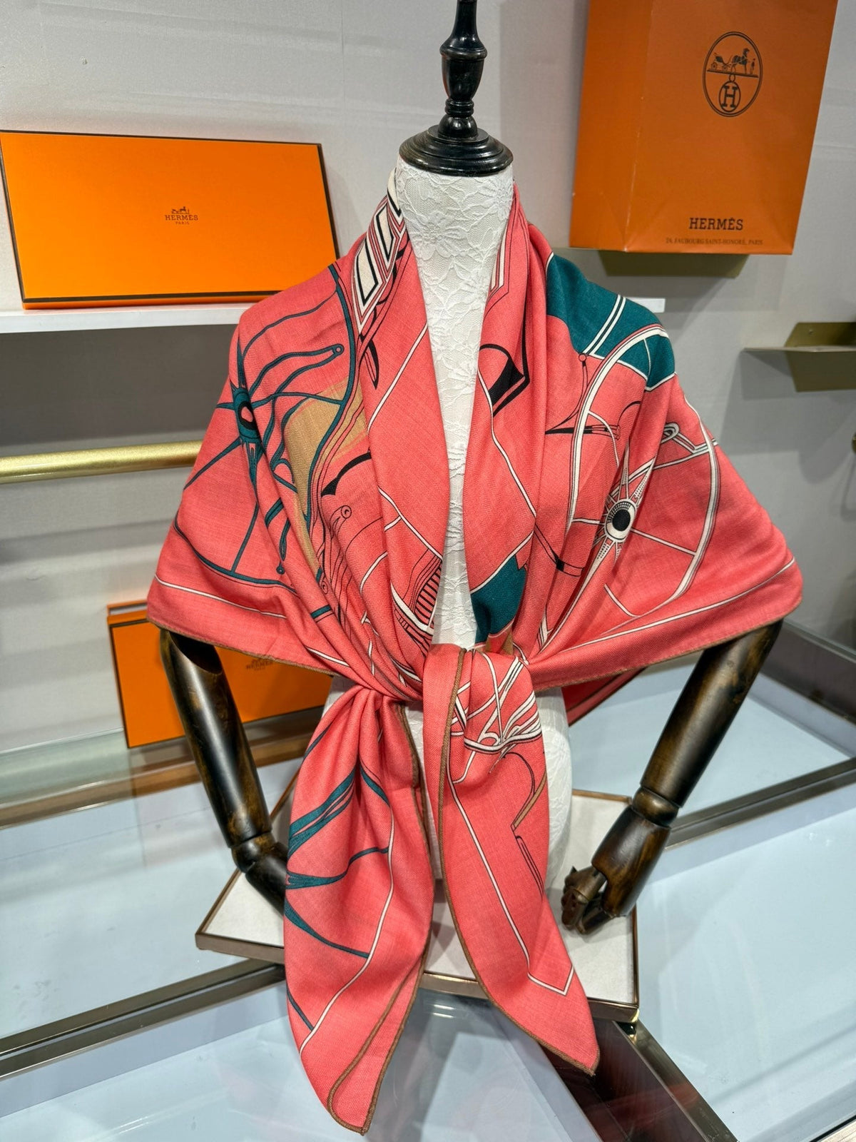 HM A Toute Berline Scarf 140 Pink Cashmere Silk
