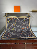 HM Les Chevaux Scarf 90x90 Black Colorful Twill Silk 209505HM Les Chevaux Scarf 90x90 Black Colorful Twill Silk 209505