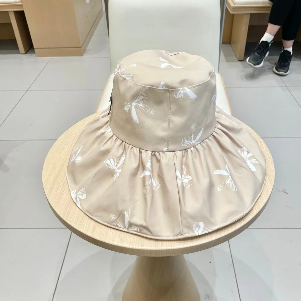 CELINE 25S BUCKET BOW HAT 733403 IN BEIGE