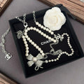 Chanel 2026 Pearl CC Bow Rhinestone Waist Chain Belt 202586