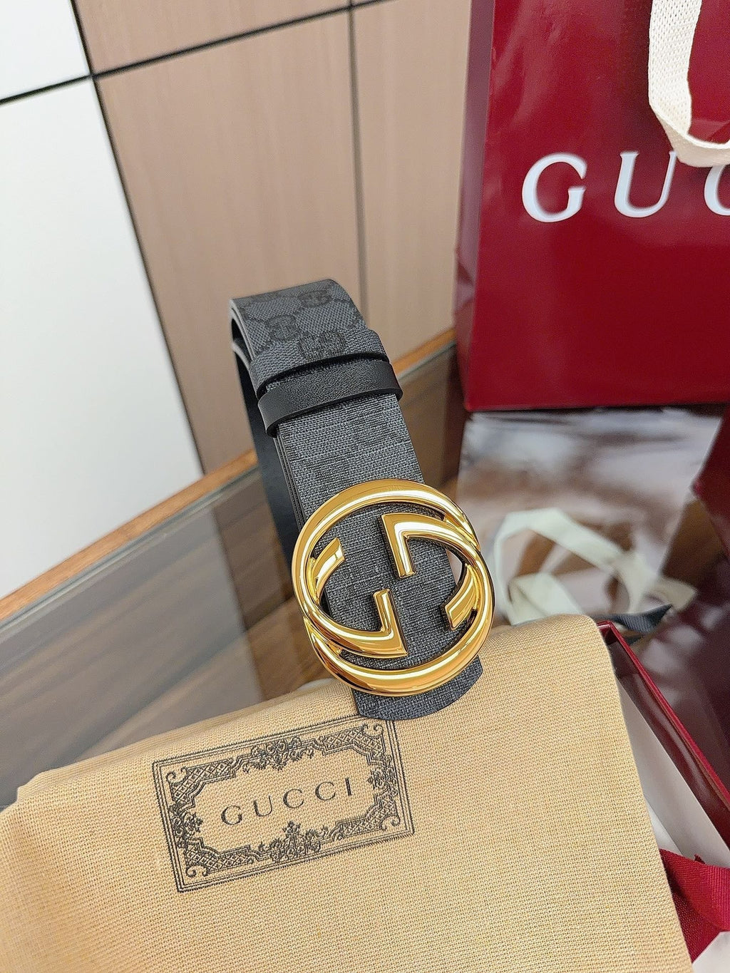 Gucci 2026 GG Supreme Belt 40mm Canvas Leather 215503
