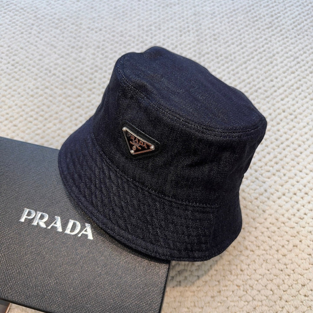 Prada Denim Triangle Bucket Hat 299816