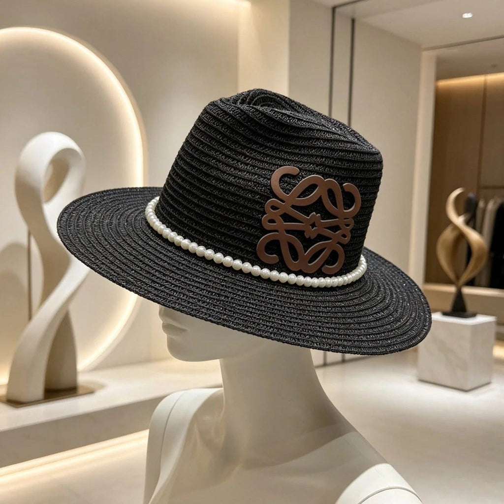 Loewe Straw Hat With Pearl and Logo 280797