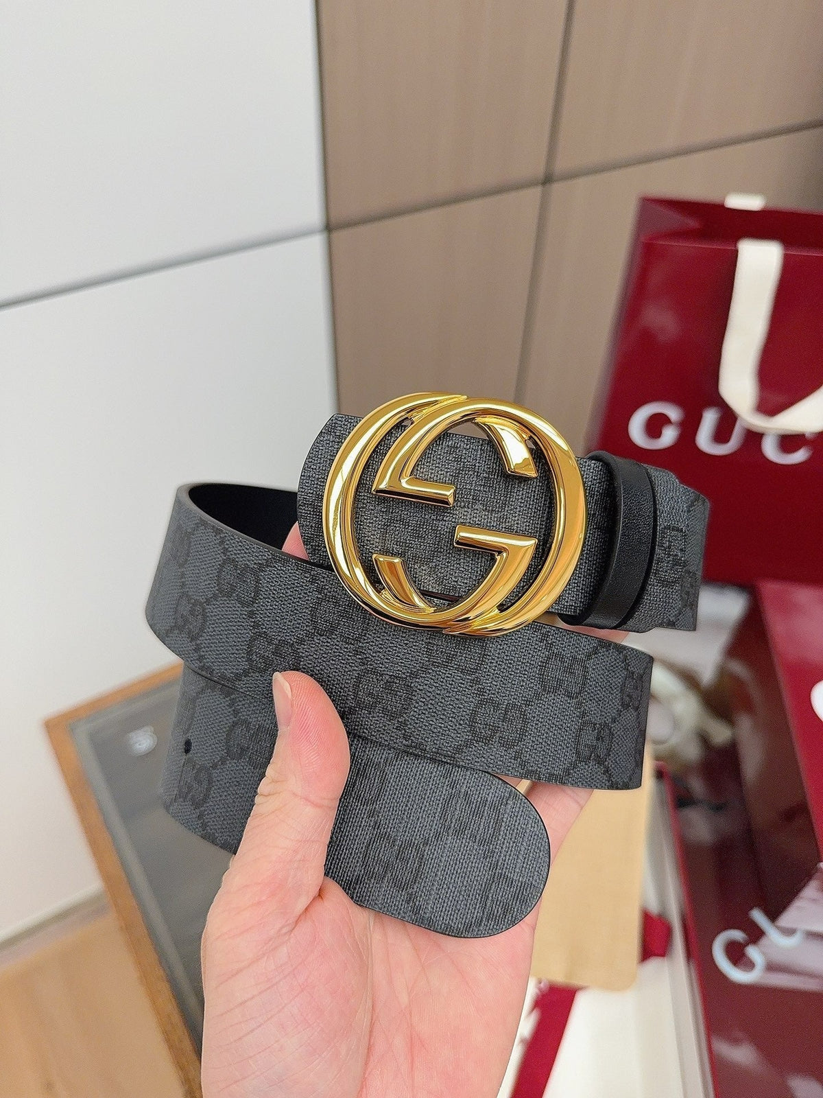 Gucci 2026 GG Supreme Belt 40mm Canvas Leather 215503