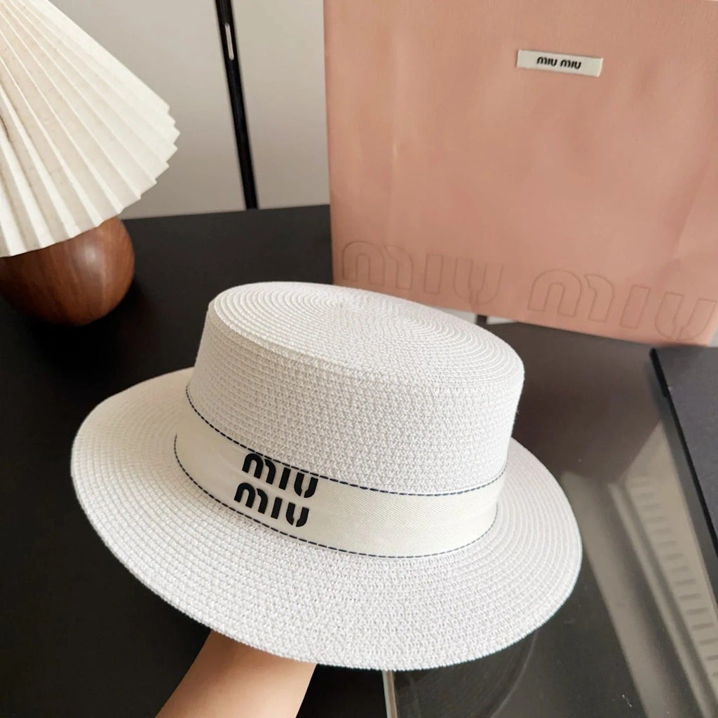 Miumiu Flat-Top Straw Hat 323449