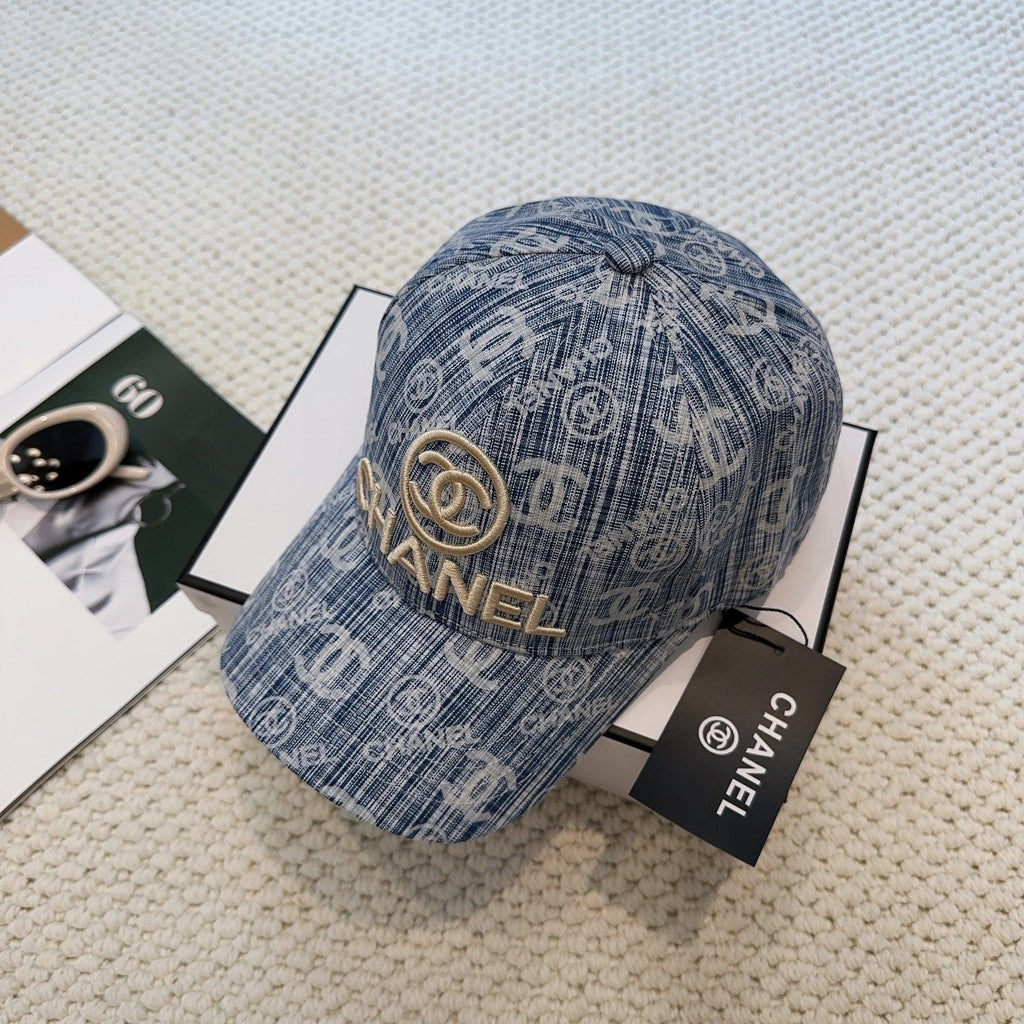 Chanel Baseball Cap With Blue Denim Pattern 297663