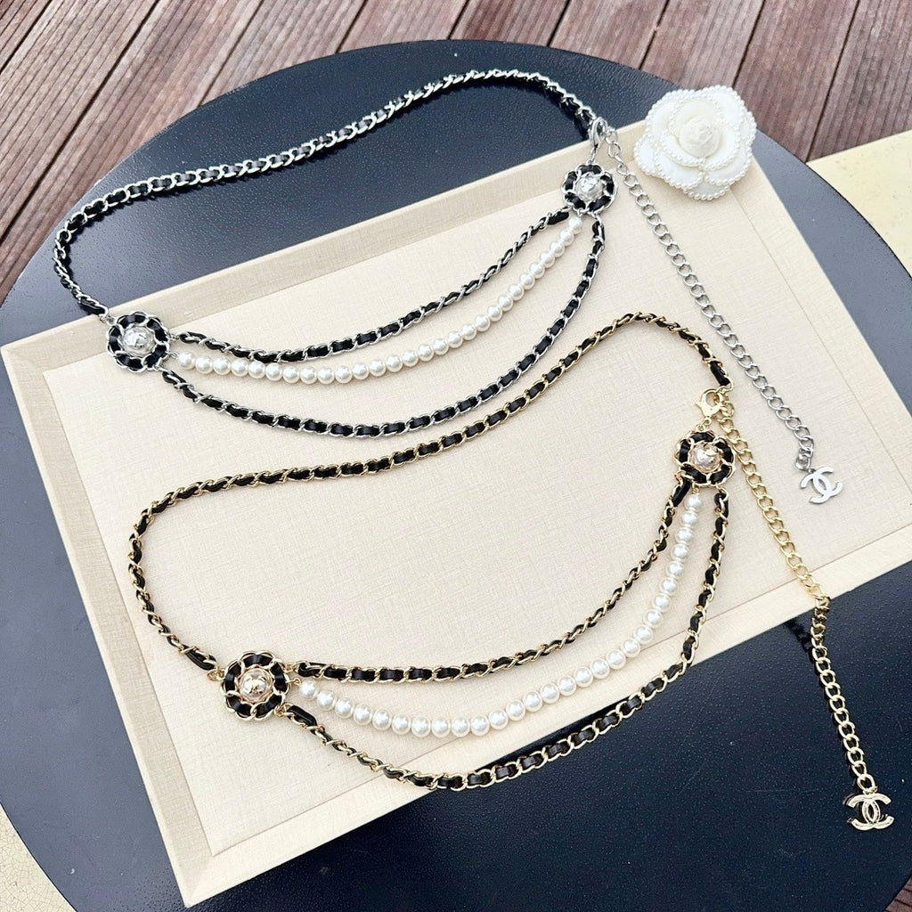 Chanel 2026 Interlaced Chain Pearl Layered Belt