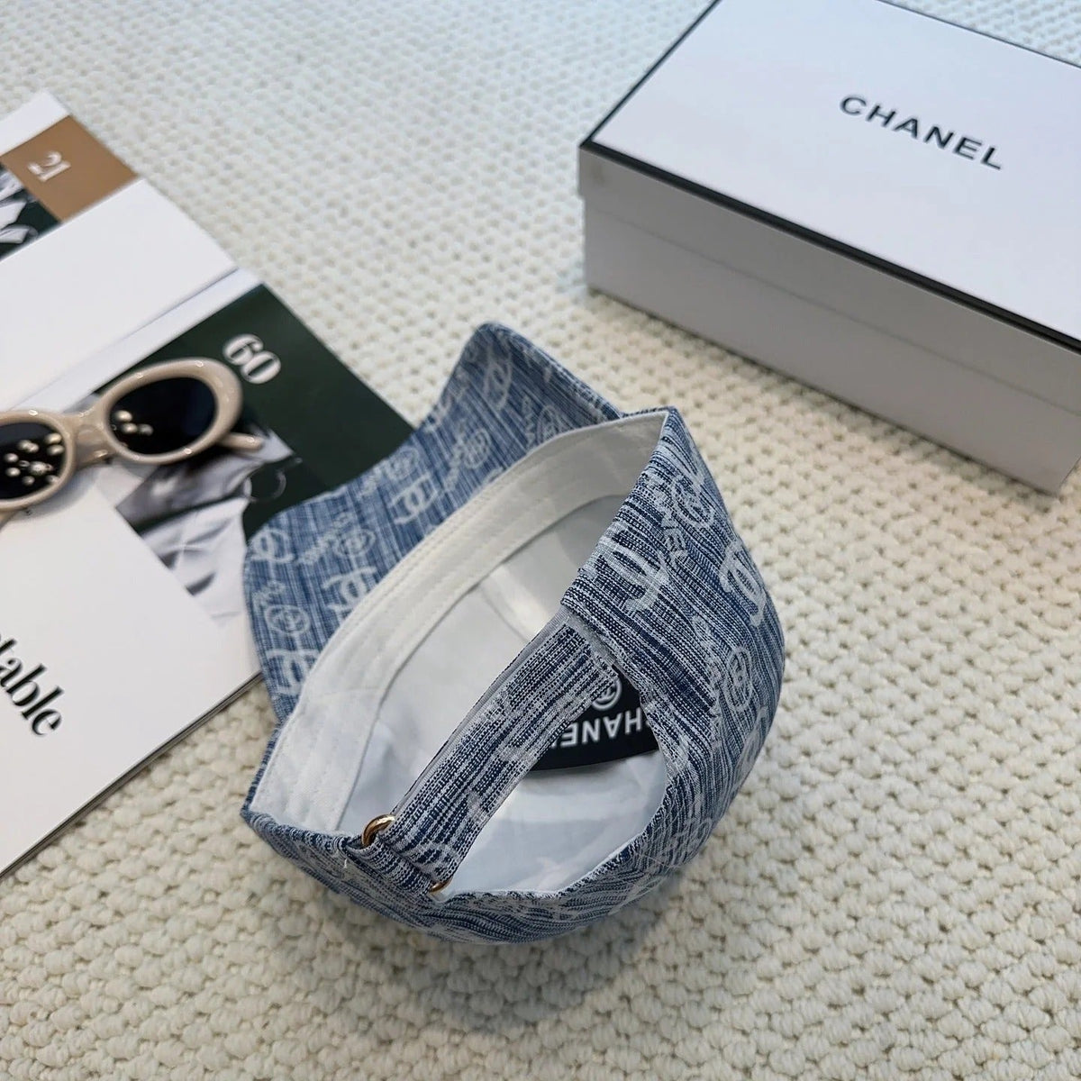 Chanel Baseball Cap With Blue Denim Pattern 297663