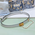 Dior Pearl Belt 20mm Cowhide 206419