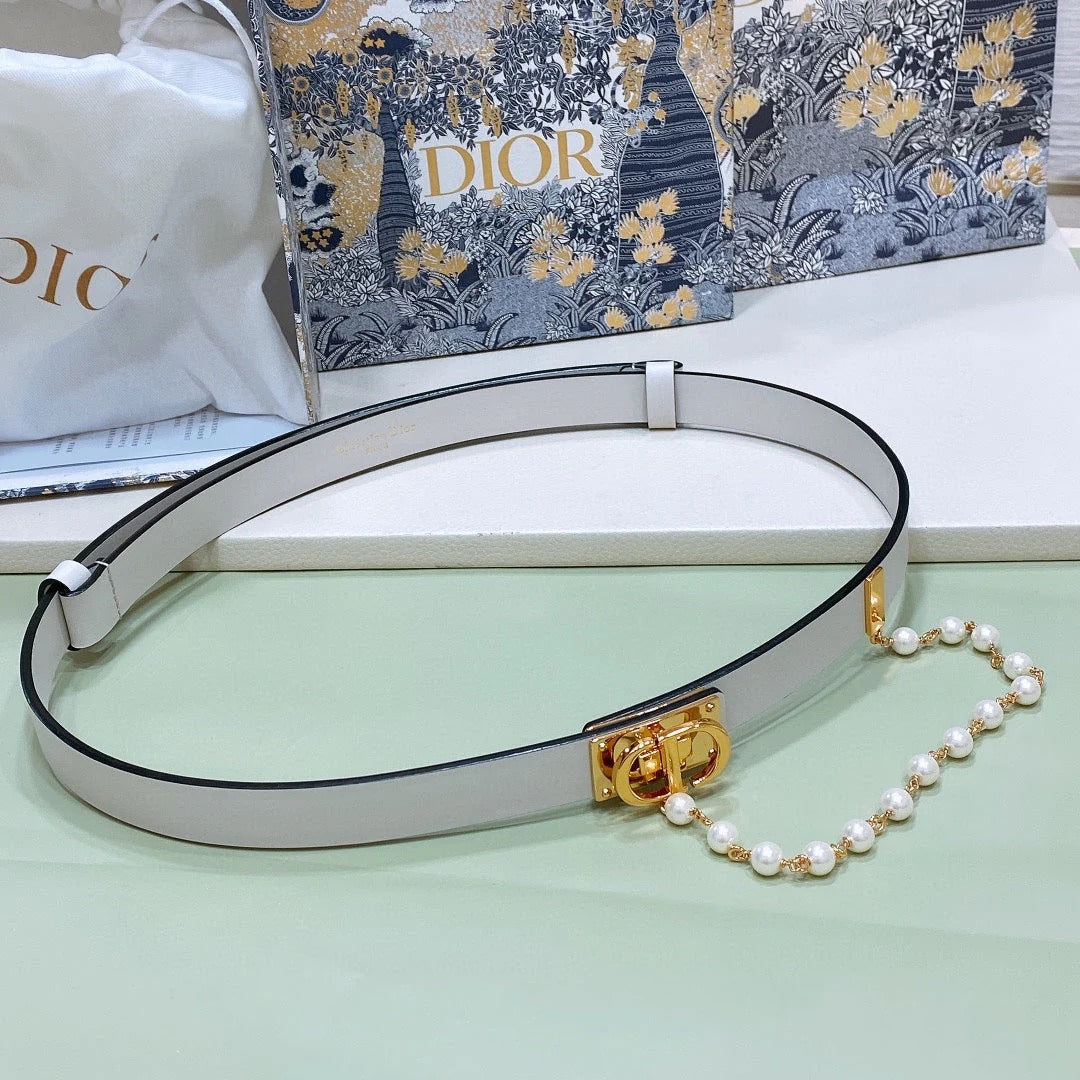 Dior Pearl Belt 20mm Cowhide 206419