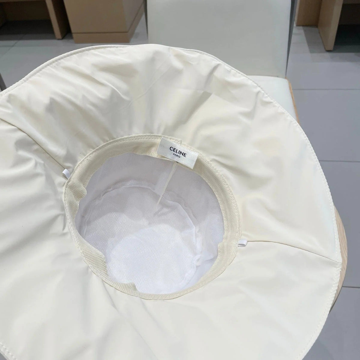 CELINE 25S BUCKET HAT 735013 IN IVORY