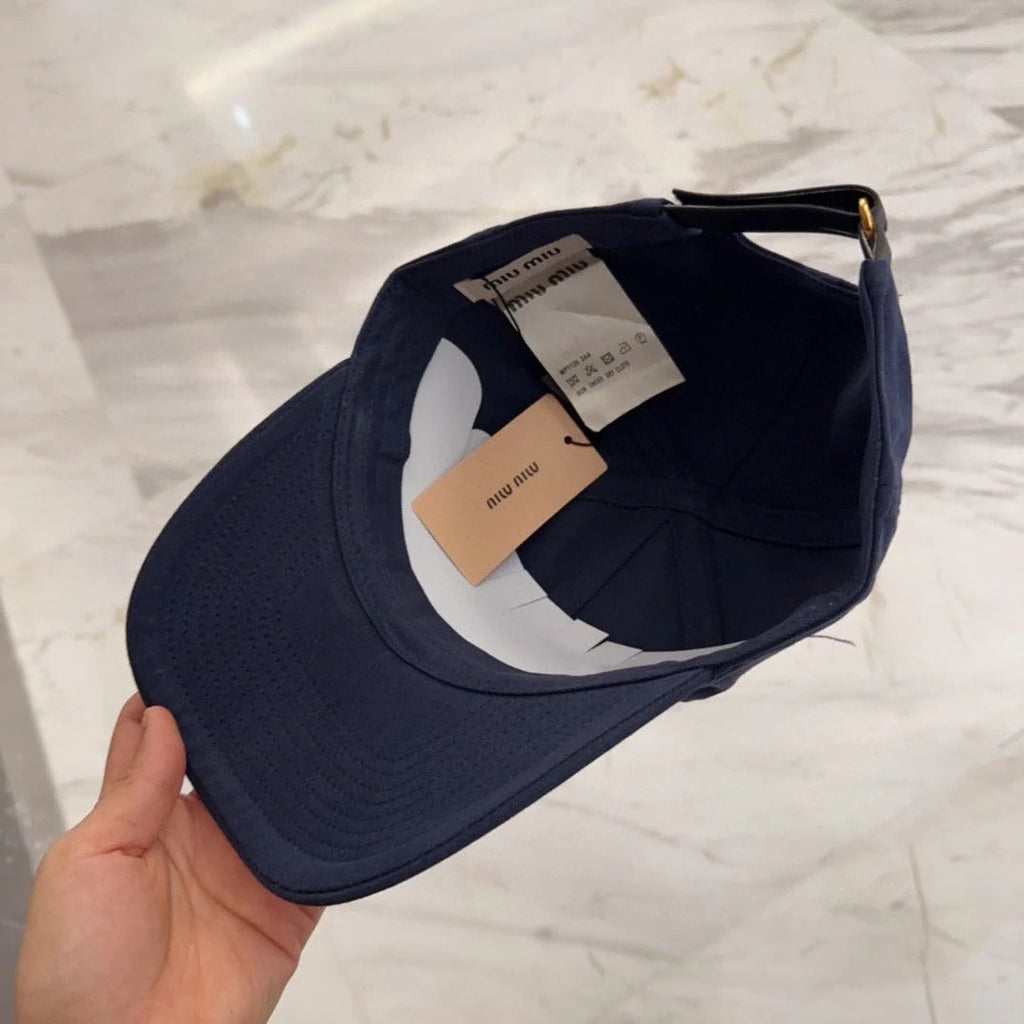 MM BASEBALL CAP IN NAVY BLUE FABRIC EMBROIDERED LOGO STYLE 1