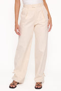 Asher Tie Detail Tapered Leg Pants - Cream