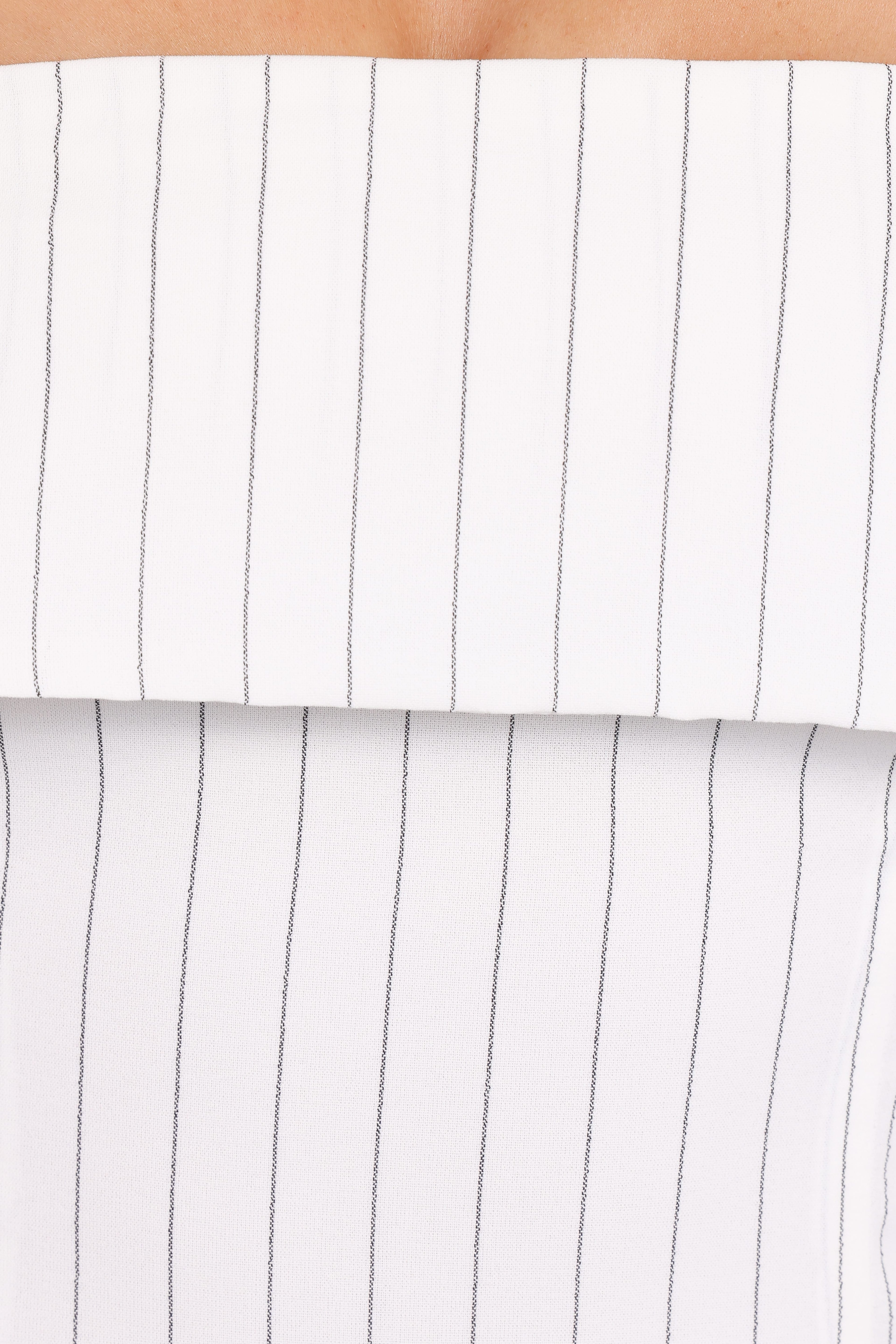 Blakely Wide Leg Pant - White Pinstripe