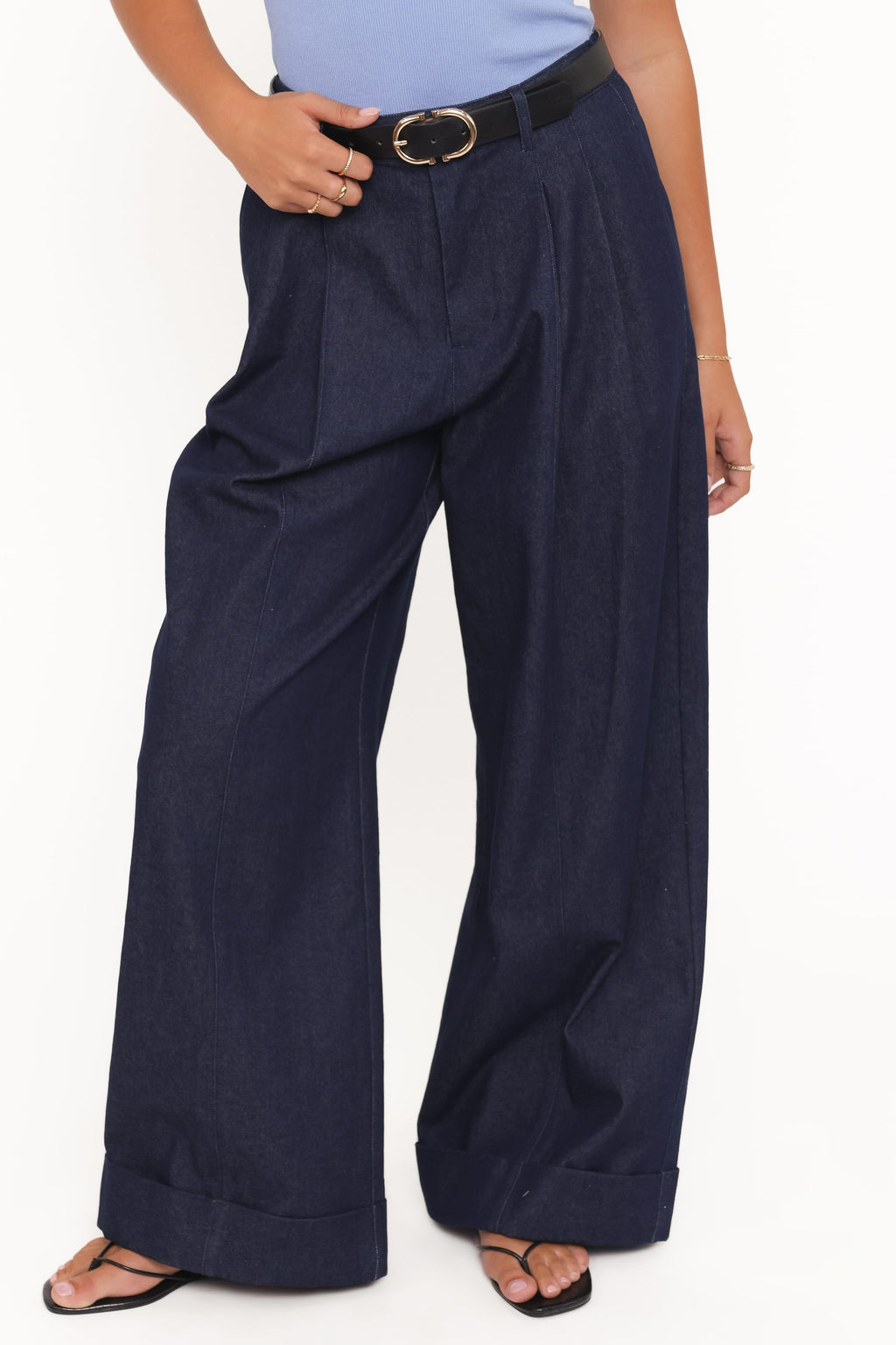 Elinor Cuffed Denim Pant - Dark Wash