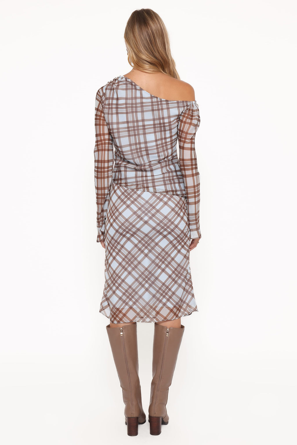 Josiana Pencil Skirt - Blue/Brown Plaid