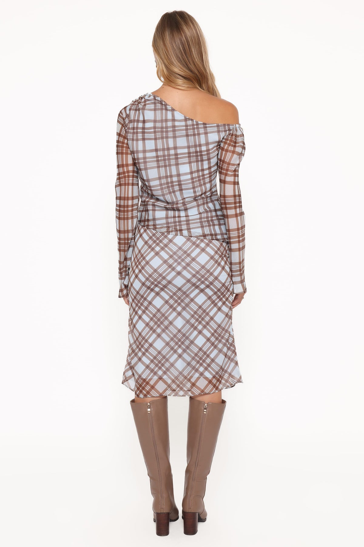 Josiana Pencil Skirt - Blue/Brown Plaid