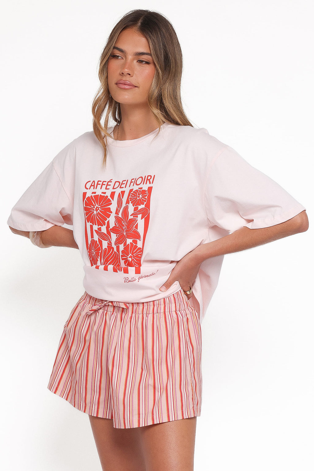 Mattina Shorts - Peach Stripe