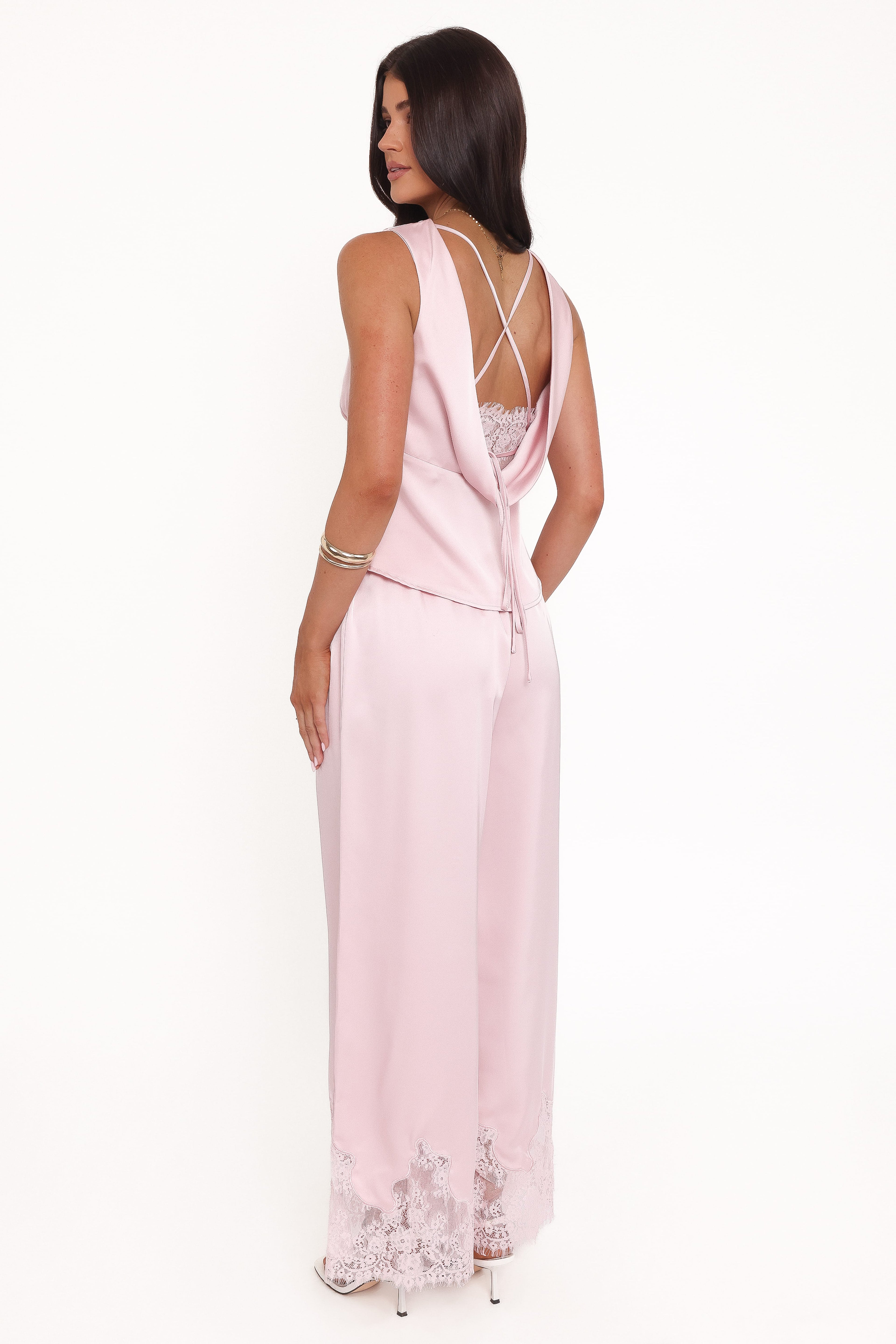Viola Drawstring Wide Leg Pant - Pale Pink