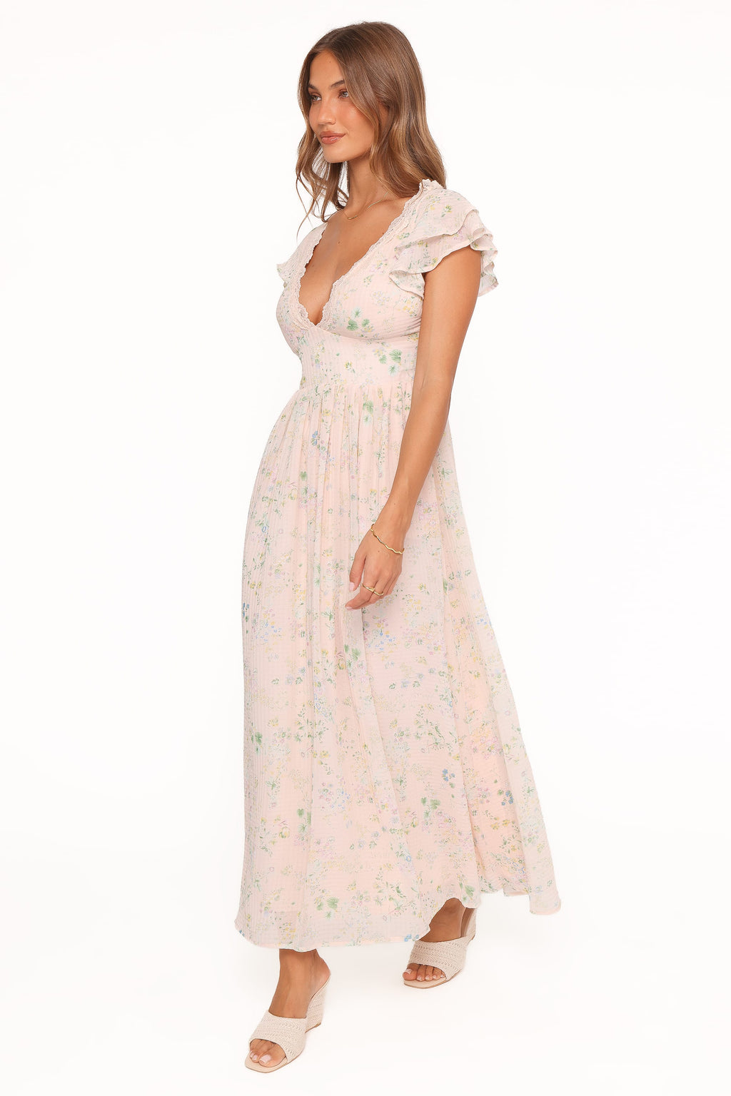 Angelica Midi Dress - Pastel Pink Floral