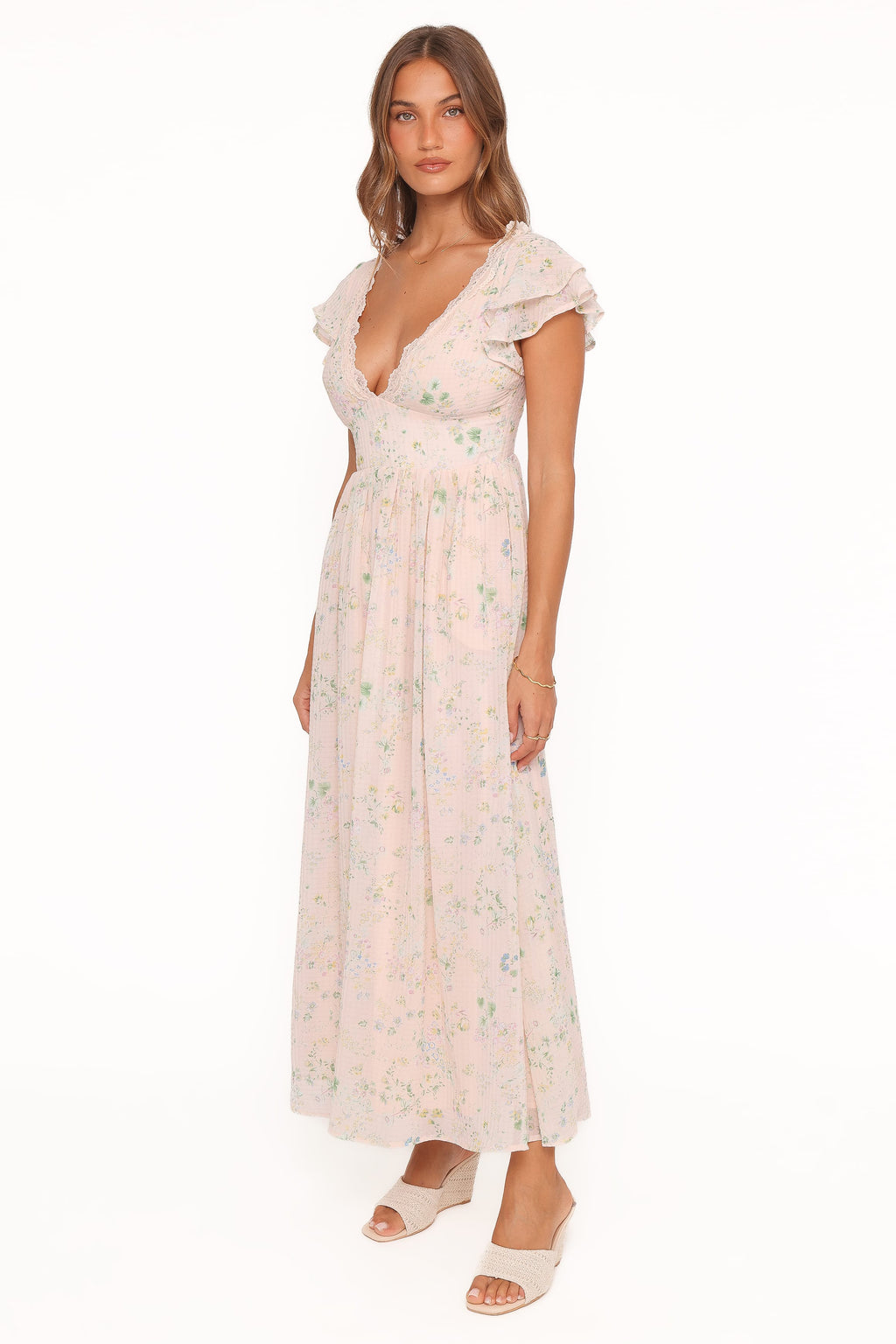 Angelica Midi Dress - Pastel Pink Floral