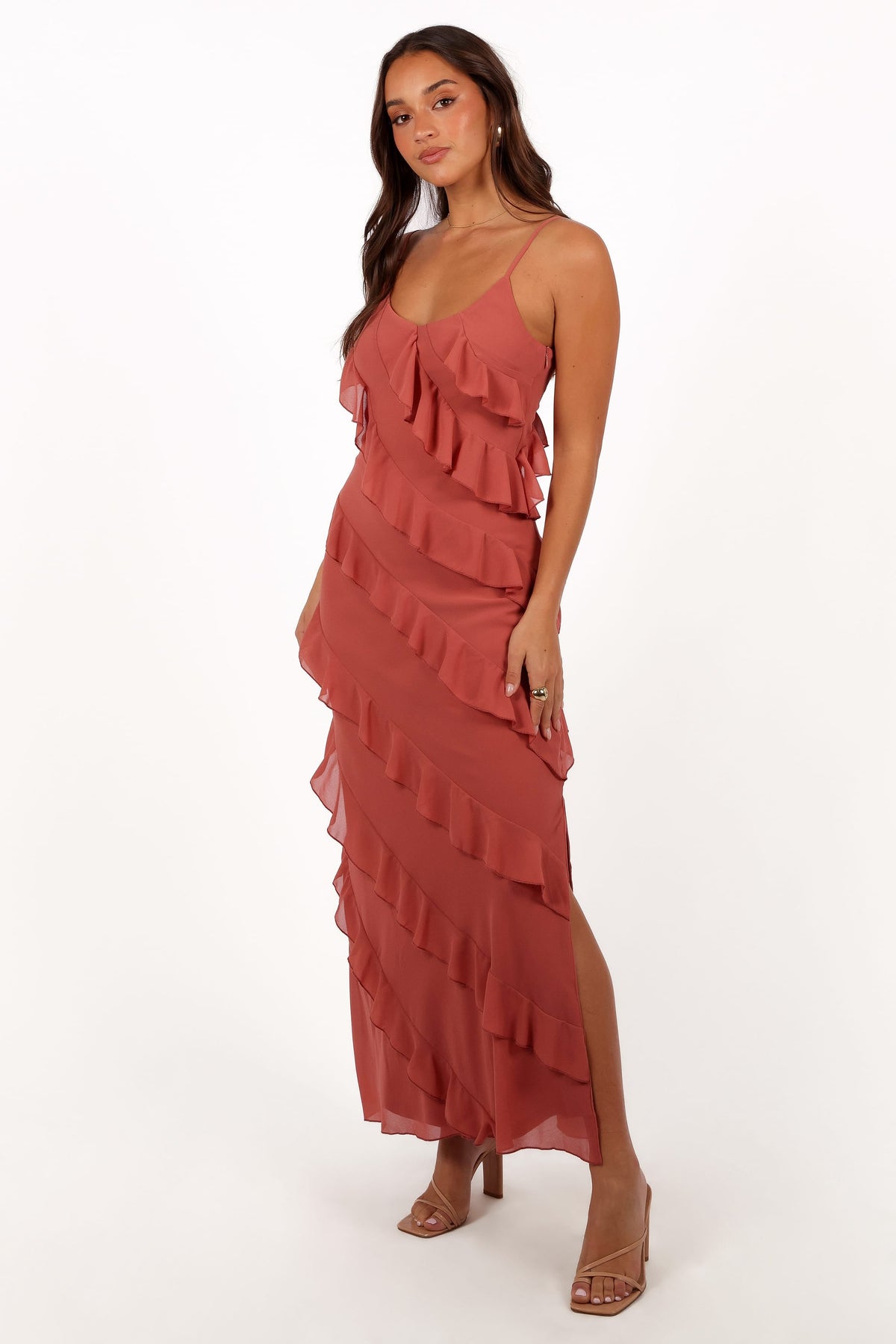 Ciao Ruffles Maxi Dress - Rosewood