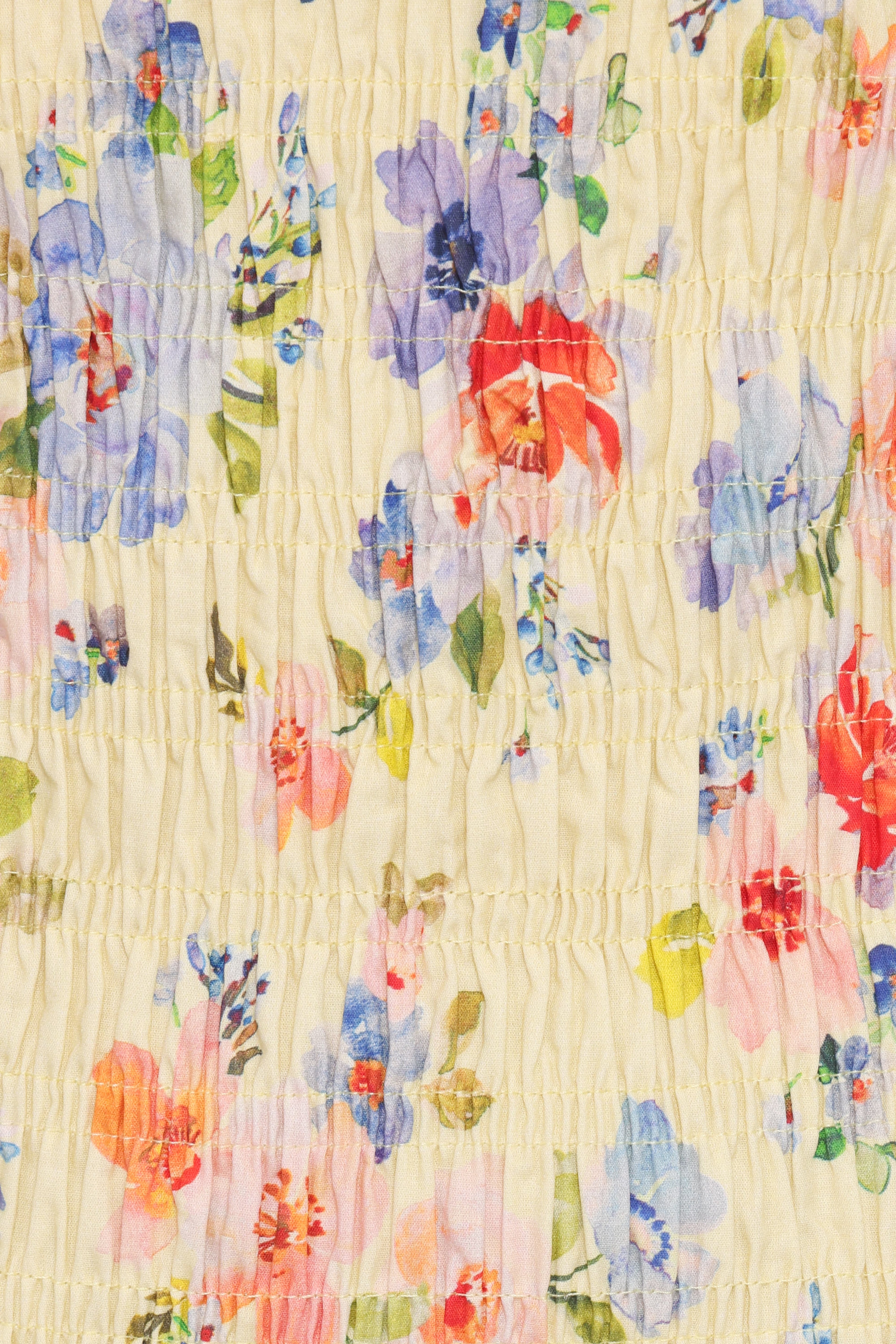 Kaelyn Gather Mini Dress - Yellow Floral