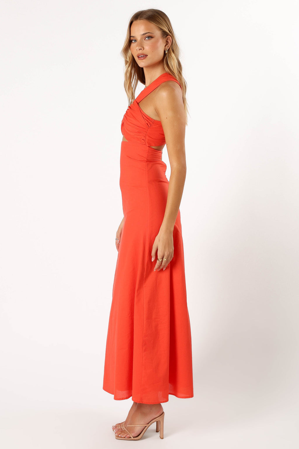 Luna One Shoulder Maxi Dress - Tangerine