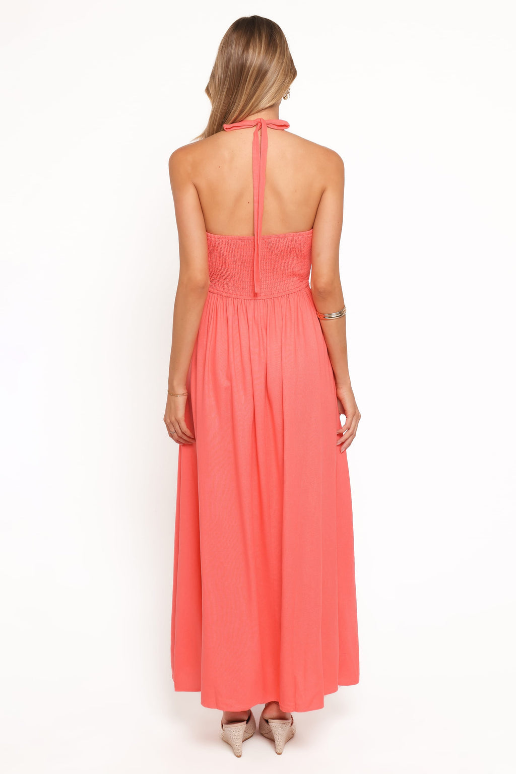 Marie Halterneck Maxi Dress - Coral