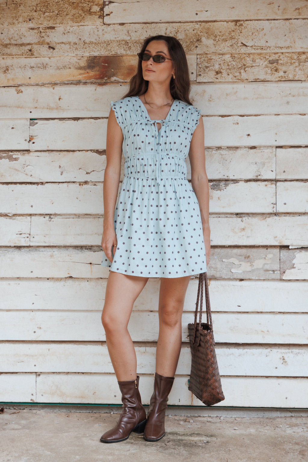 Pipper Mini Dress - Blue Polka Dot