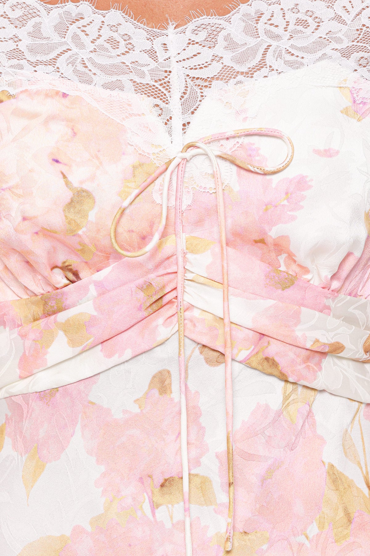 Voss Off Shoulder Lace Maxi Dress - Pink Floral
