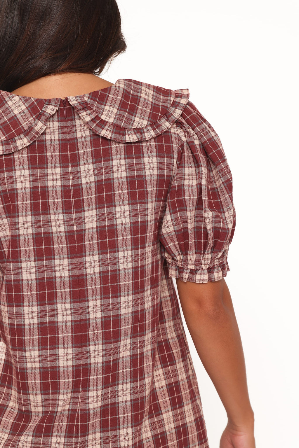 Yaris Mini Dress - Burgundy Plaid