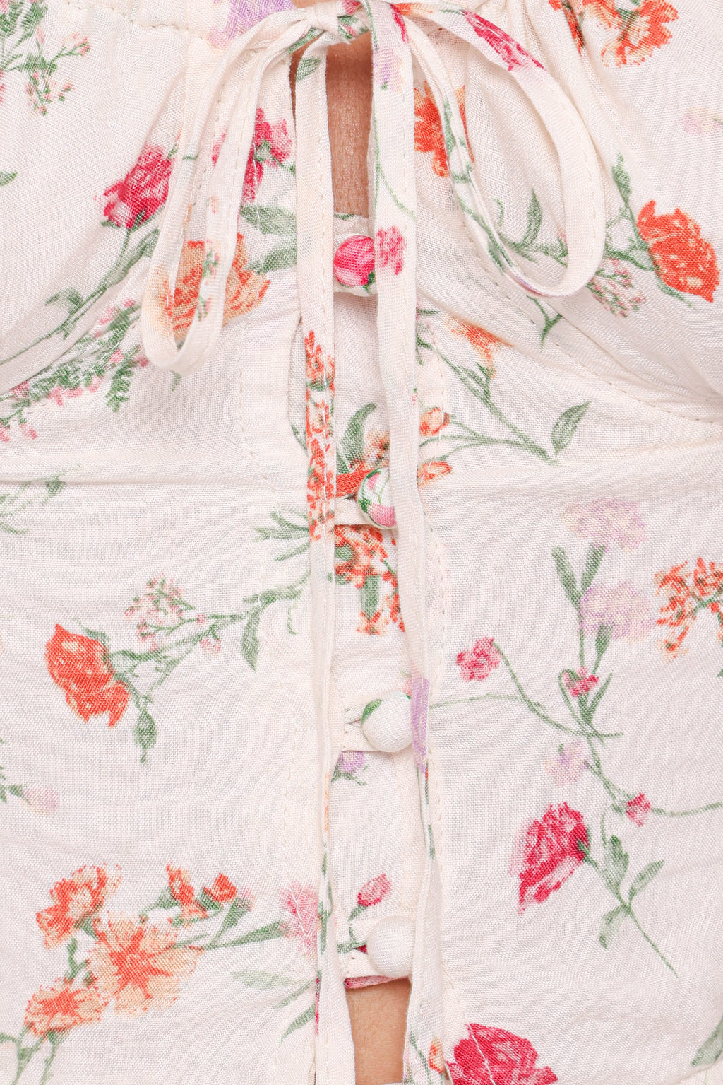 Antonia Lace Trim Top - White Poppy Rose