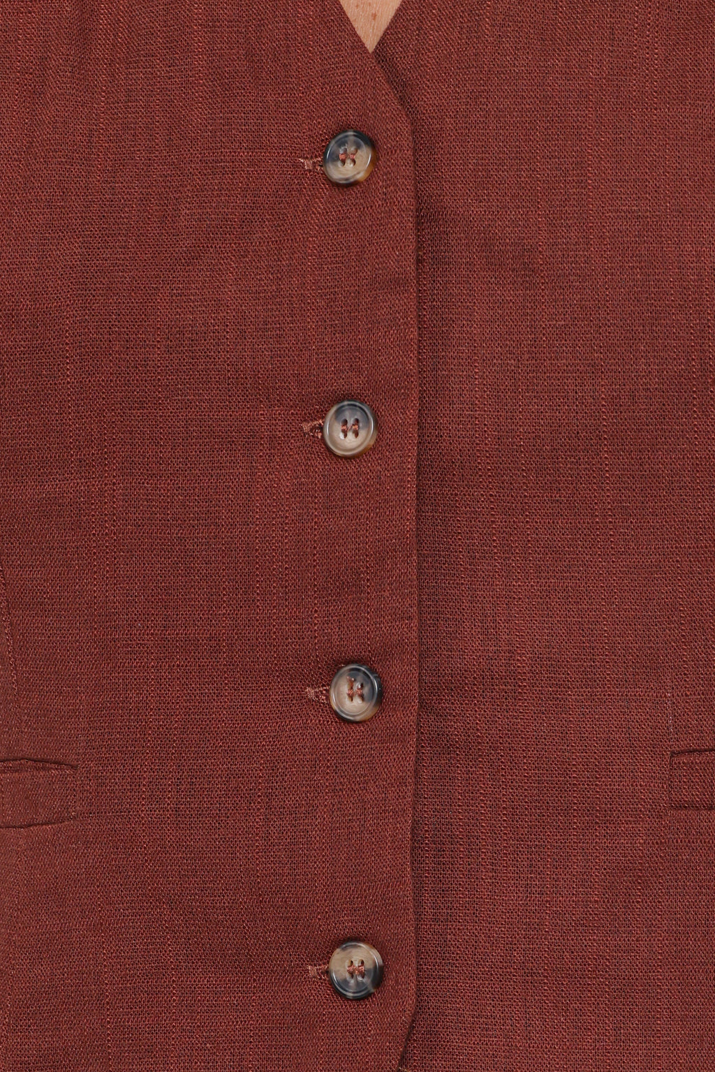 Bell Linen Vest - Brown