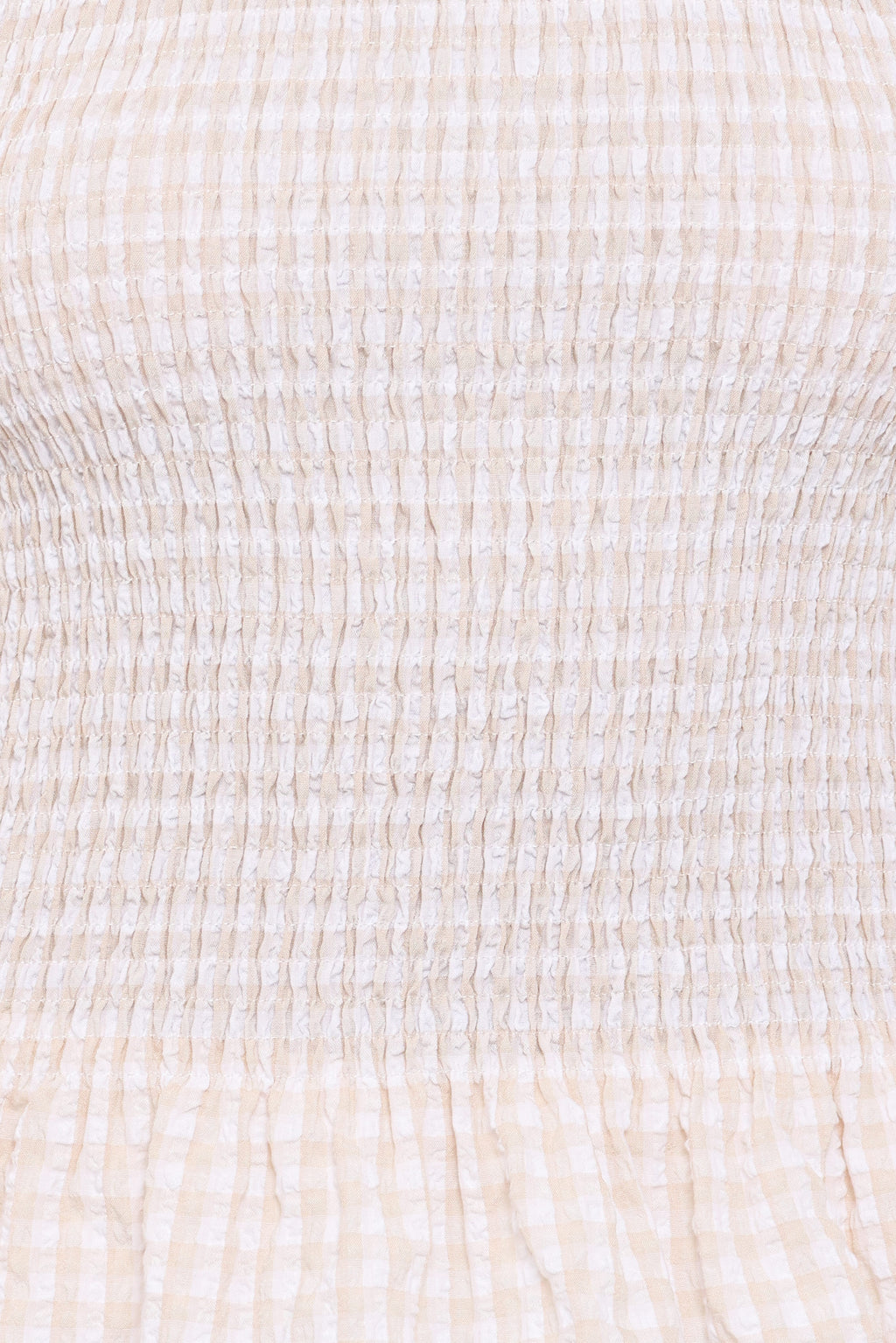 Callista Shirred Waist Top - Beige Gingham