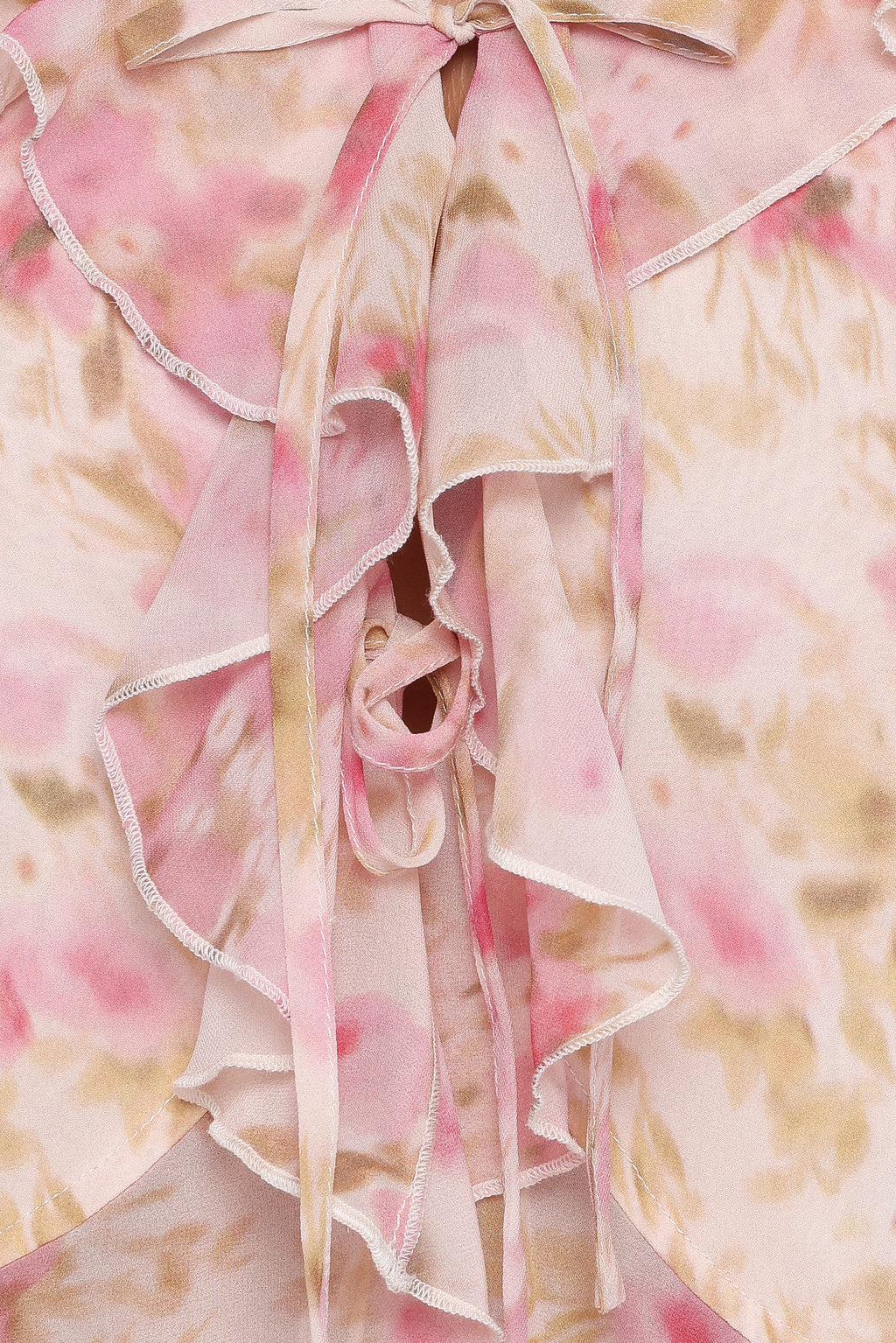 Ismena Tie Front Top - Blurred Pink Floral