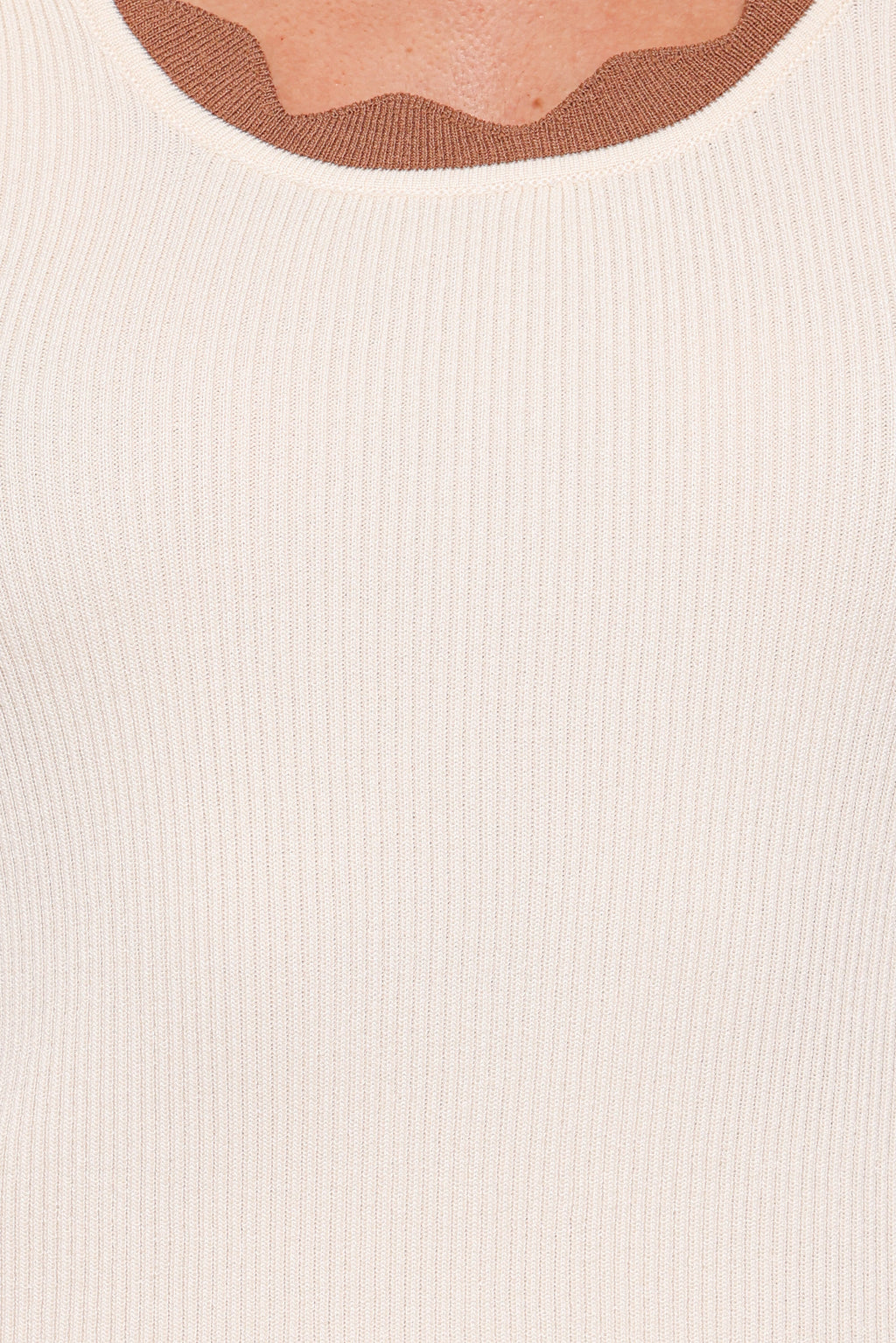 Johnson Scalloped Trim Tank - Cream Brown