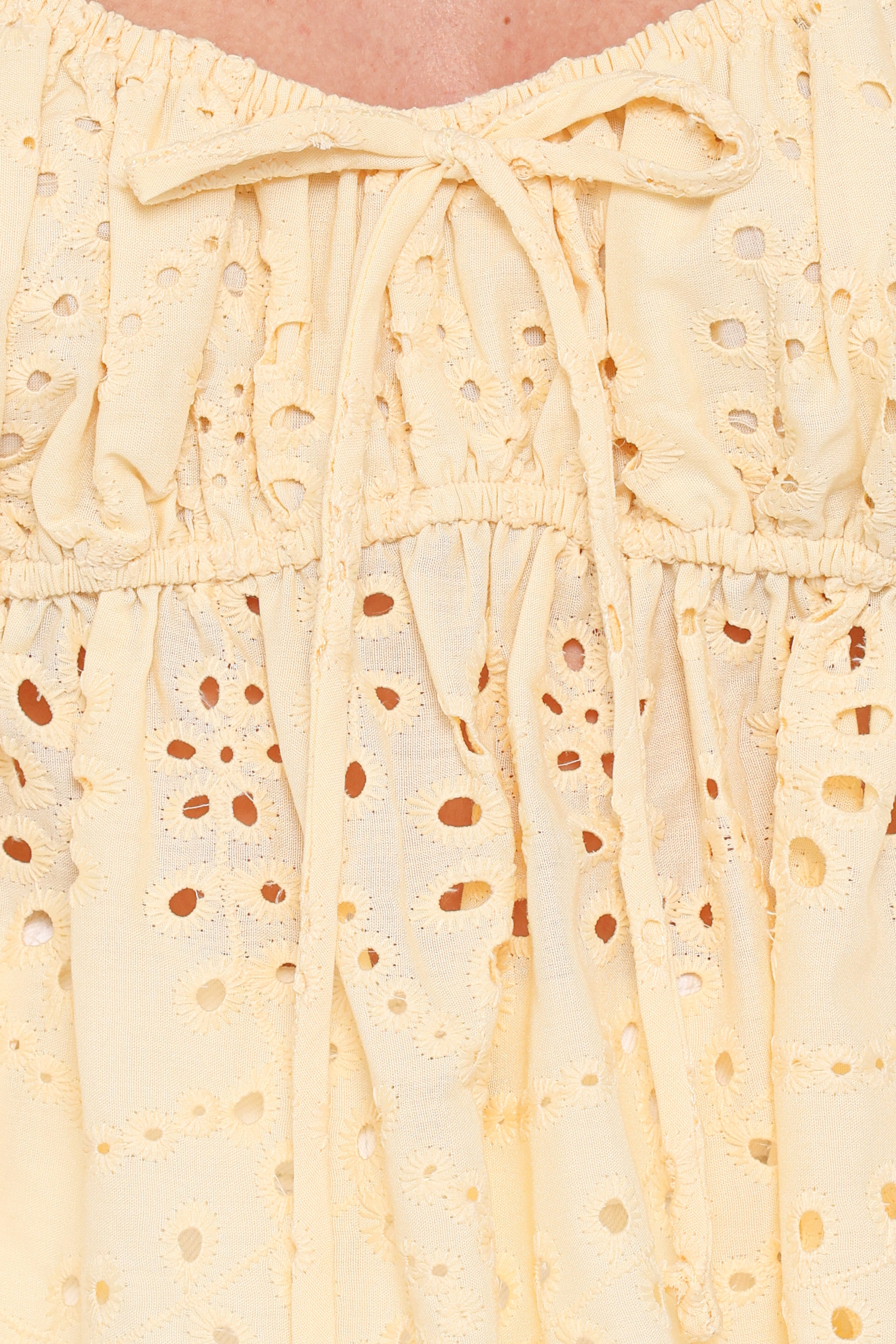 Regina Eyelet Ruffle Top - Butter Yellow