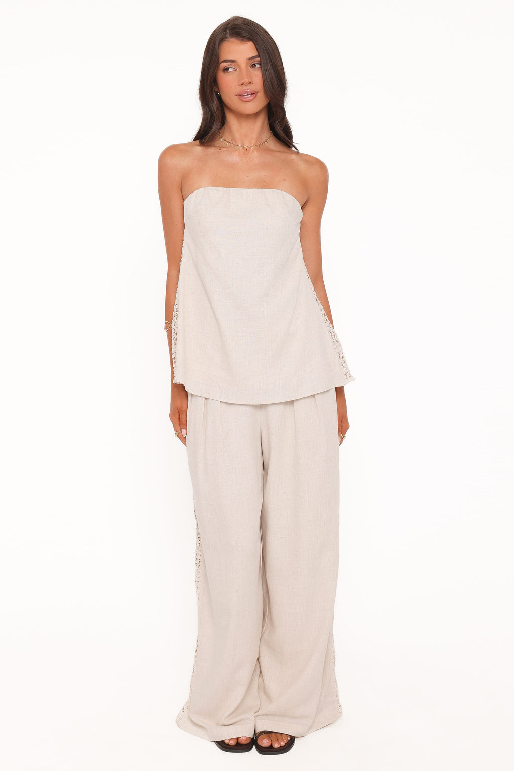 Rosemarie Strapless Top - Beige Lace
