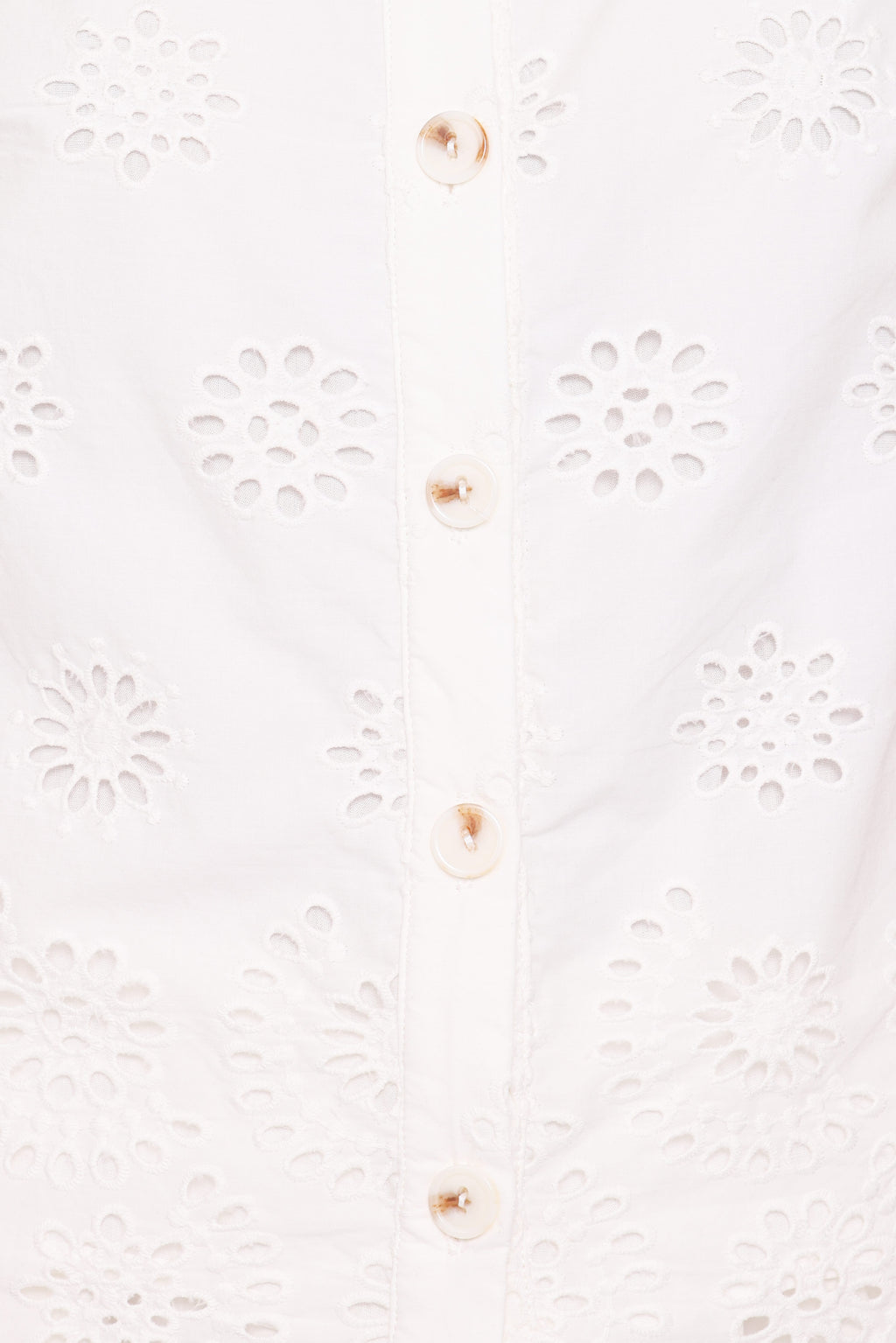 Winny Button Front Top - White Broderie