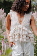 Yana Ruffle Top - Pastel Pink Floral