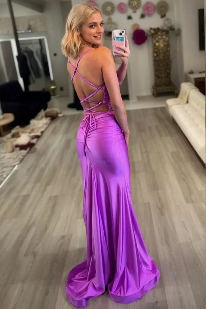 Sheath/Column Jersey Ruched V-neck Sleeveless Sweep/Brush Train Prom Dresses