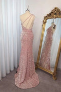 Sheath/Column Sequins One-Shoulder Sleeveless Sweep/Brush Train Prom Dresses