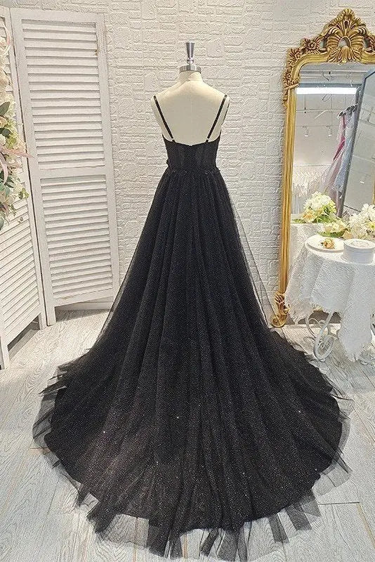 A-Line/Princess Ruffles Spaghetti Straps Sleeveless Sweep/Brush Train Prom Dresses